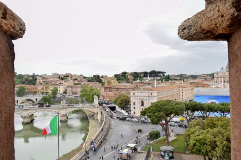 Landscape view of Tiber River in Rome Italy