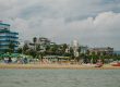 The beach with hotels and palm trees from San Benedetto del Tronto, Adriatic Sea, Ascoli Piceno, Italy