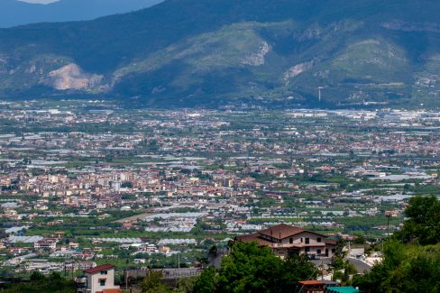 Panoramic view of Corbara city, Province of Salermo, Region Campania, Amalfi Coast, Italy