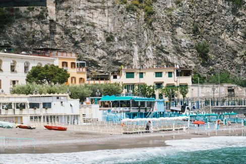 Minori and Maiori Beach from Amalfi Coast, Campania, Italy