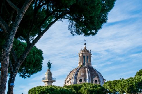 The Church of the Most Holy Name of Mary at the Trajan Forum or Santissimo Nome di Maria al Foro Traiano and the Trajan's Column