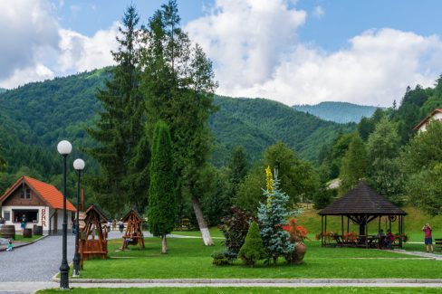 Relaxation place at the foot of the Piatra Craiului massif, Plaiul foii, Zarnesti, Brasov, Romania