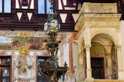 Historic Paintings inside the walls of Peles Castle, Sinaia, Prahova, Romania