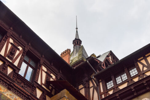 View From Inside the Walls of Peles castle, Sinaia, Prahova, Romania
