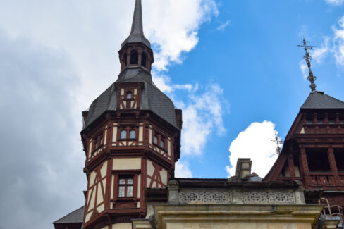One of the Beautiful Towers of Peles castle, Sinaia, Prahova, Romania
