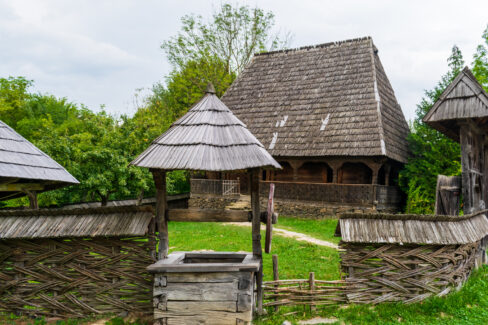 Wooden fountain from the Ilea House, Maramures Village Museum, Romania