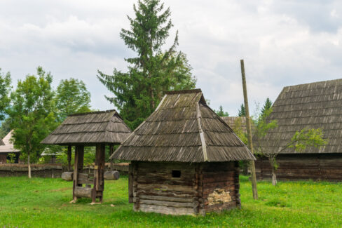 The rammer oil press, Maramures Village Museum, Romania