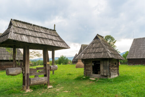 The rammer oil press, Maramures Village Museum, Romania