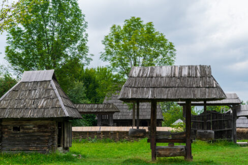 The rammer oil press, Maramures Village Museum, Romania