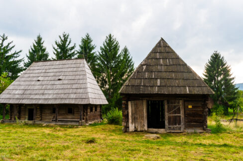 Wooden houses from the Maramures Village Museum, Romania