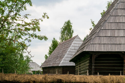 Wooden houses from the Maramures Village Museum, Romania