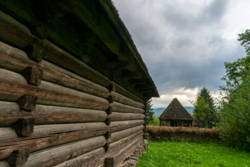 Wooden houses from the Maramures Village Museum, Romania