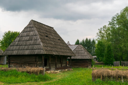 Wooden houses from the Maramures Village Museum, Romania