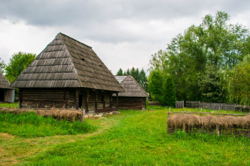 Wooden houses from the Maramures Village Museum, Romania