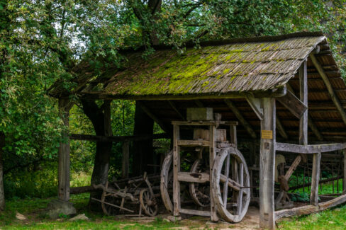Shed for wagon, firewood, and agricultural tools, Maramures Village Museum, Romania
