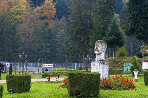 Statue In The Central Park of Slanic Moldova, Bacau, Romania