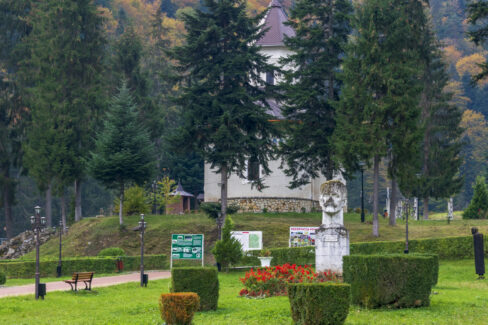 Statue In The Central Park of Slanic Moldova, Bacau, Romania