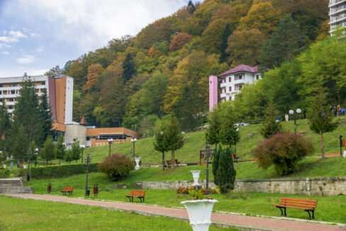 The Central Park of Slanic Moldova, Bacau, Romania