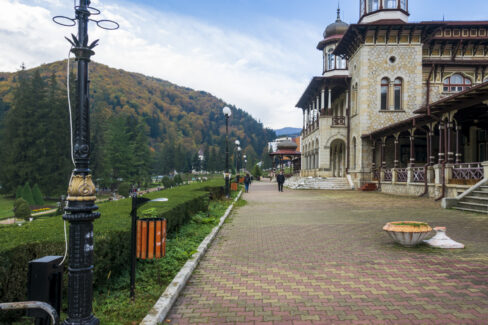 The alley in front of Slanic Moldova Casino, Bacau, Romania