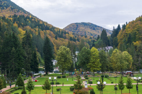 The Central Park of Slanic Moldova, Bacau, Romania
