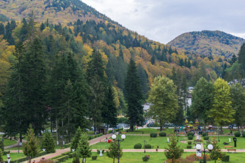 The Central Park of Slanic Moldova, Bacau, Romania
